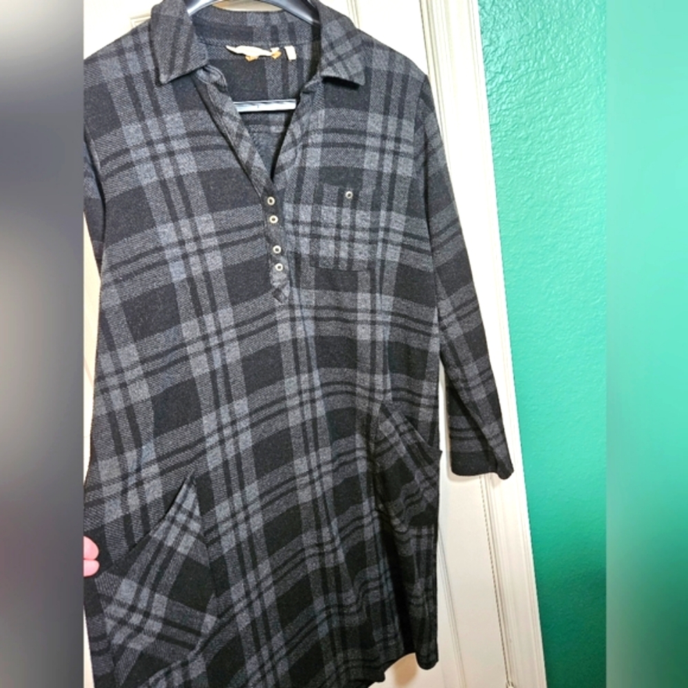 Soft Surroundings Plaid Button-Up Dress